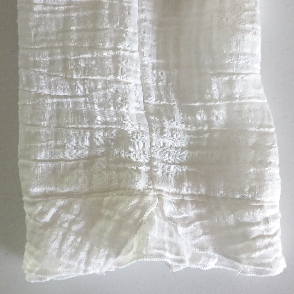 Difera White Linen Blend Crinkle Gauze Tunic Top Handkerchief Hem Germany OS‎ - Picture 9 of 11